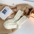thumbnail image 1 of Nvzi 3 pares de calcetines blancos de punto cálidos para invierno, calcetines casuales de cuello redondo, calcetines cómodos para uso diario en clima frío, talla única., 1 of 5