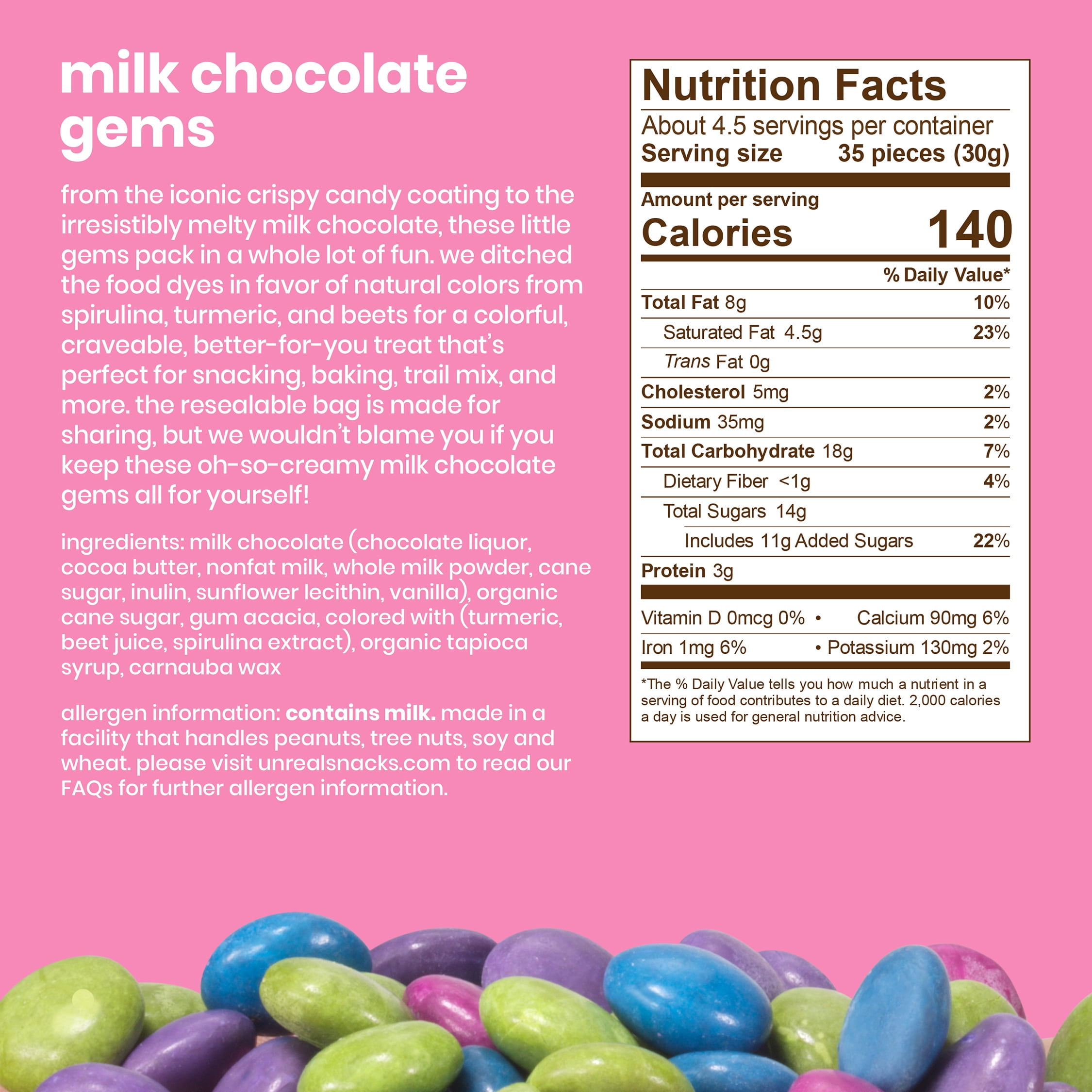 (3 pack) UNREAL Milk Chocolate Gems, 5 oz