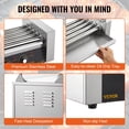 thumbnail image 5 of 5-Roller Hot Dog Machine - 750W Commercial Cooker w/Dual Temp Control - 12 Dog Capacity - Includes Bun Warmer & Oil Tray (ETL Certified), 5 of 7