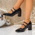 thumbnail image 5 of Miluxas Women's Mary Jane Shoes - Classic Retro Work Shoes with Thick & Mid Heels, Comfortable office Pumps with Buckle Strap, Vintage Dress Shoes Black 7(39), 5 of 9