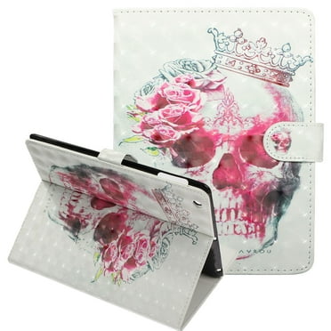 iPad 4 Case, iPad 3 Case, iPad 2 Case, Allytech 3D Pattern Design Folio Flip Smart Cover Auto Sleep Cards Pocket Drop Protective Wallet Case Cover for Apple iPad 2nd, 3rd, 4th Gen, Crown Skull