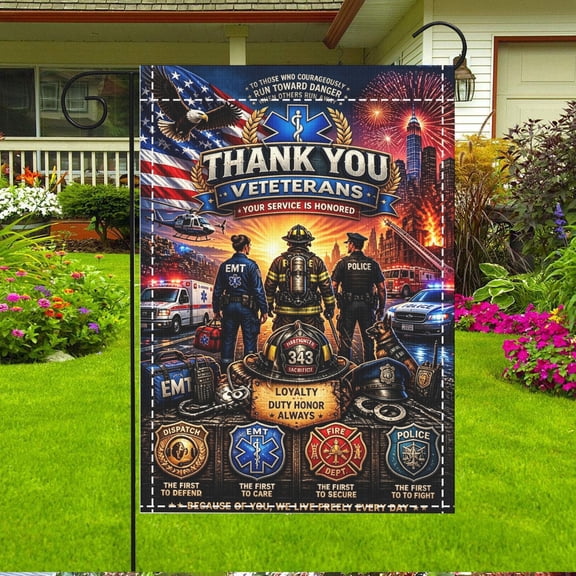 Garden Flag, Bald Eagle American Flag Thank You Veterans Pattern,12x18 Inch,Double Sided Printed,Yard Porch Decor,No Flagpole