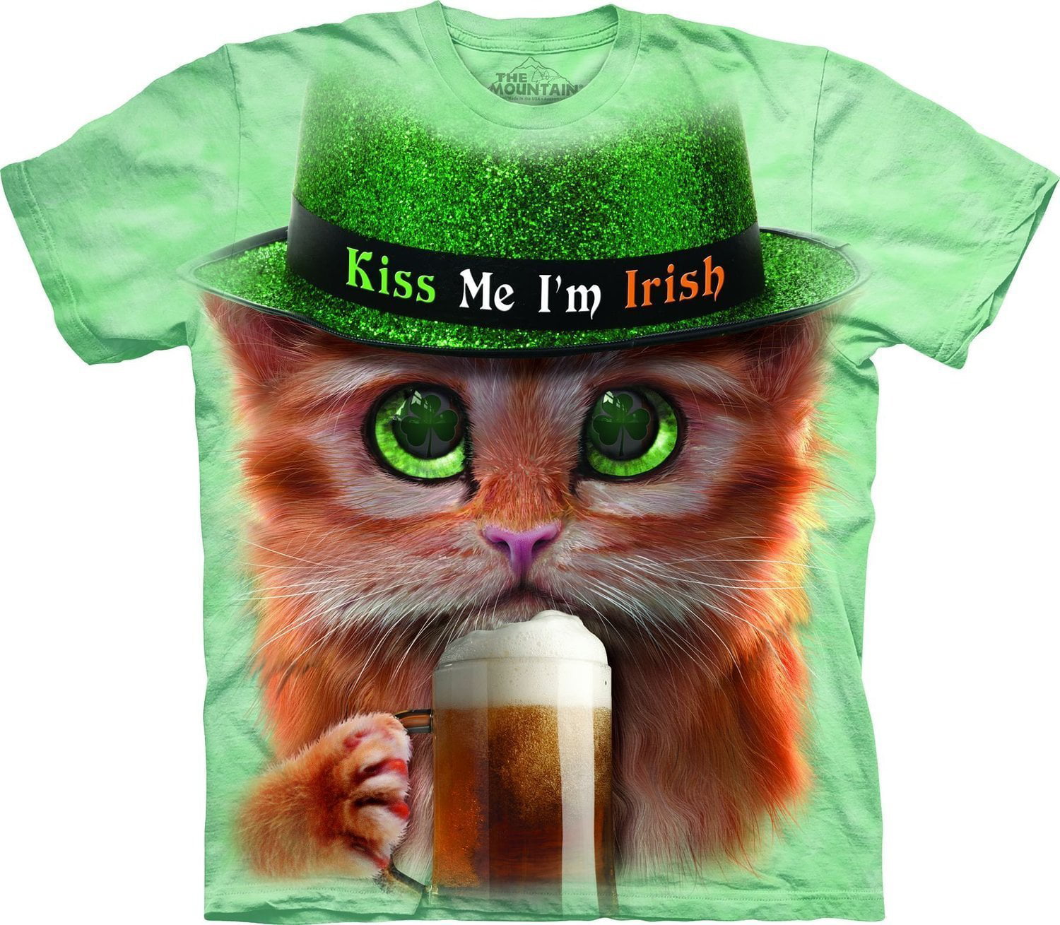 T-Shirt Big Face Irish Kitty XL 
