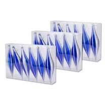 18 Pack 5.5" Blue Finial Ornament with Silver Glitter Stripes