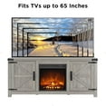thumbnail image 6 of OKD Farmhouse TV Stand with Fireplace for 65 inch TV, Entertainment Center with Fireplace & doors for Living Room, Light Rustic Oak, 6 of 7