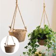 thumbnail image 2 of SIfdSeng Get it Fast Hand Woven Knitted Straw Rope Hanging Planter Baskets Flower Pot Holder Containers Storage Organizer Hanging Pots for Indoor, 2 of 6