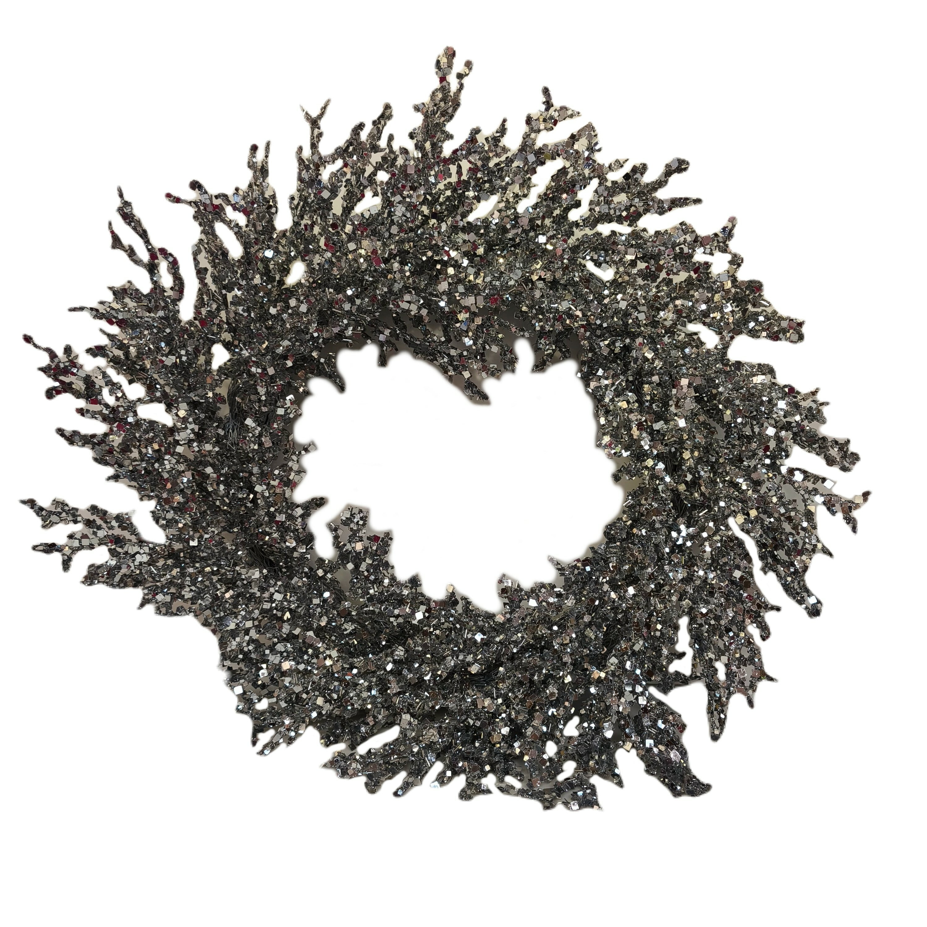 Square Sequin Christmas Wreath, Silver, 24", by Holiday Time