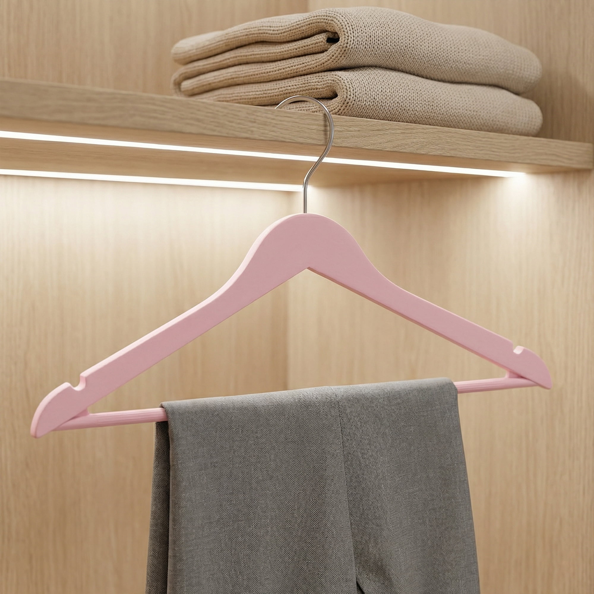 Unique Bargains 10Pcs Plastic Durable Space Saving Nonslip Hangers Pink