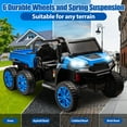 thumbnail image 4 of iRerts 2 Seater 24V Ride on Truck with Dump Bed, Battery Powered Ride on Car UTV with Remote Control for Boys Girls, 4WD 6 Wheels Ride on Tractor Toys with Bluetooth, Music, USB/TF Card Slots, Blue, 4 of 9