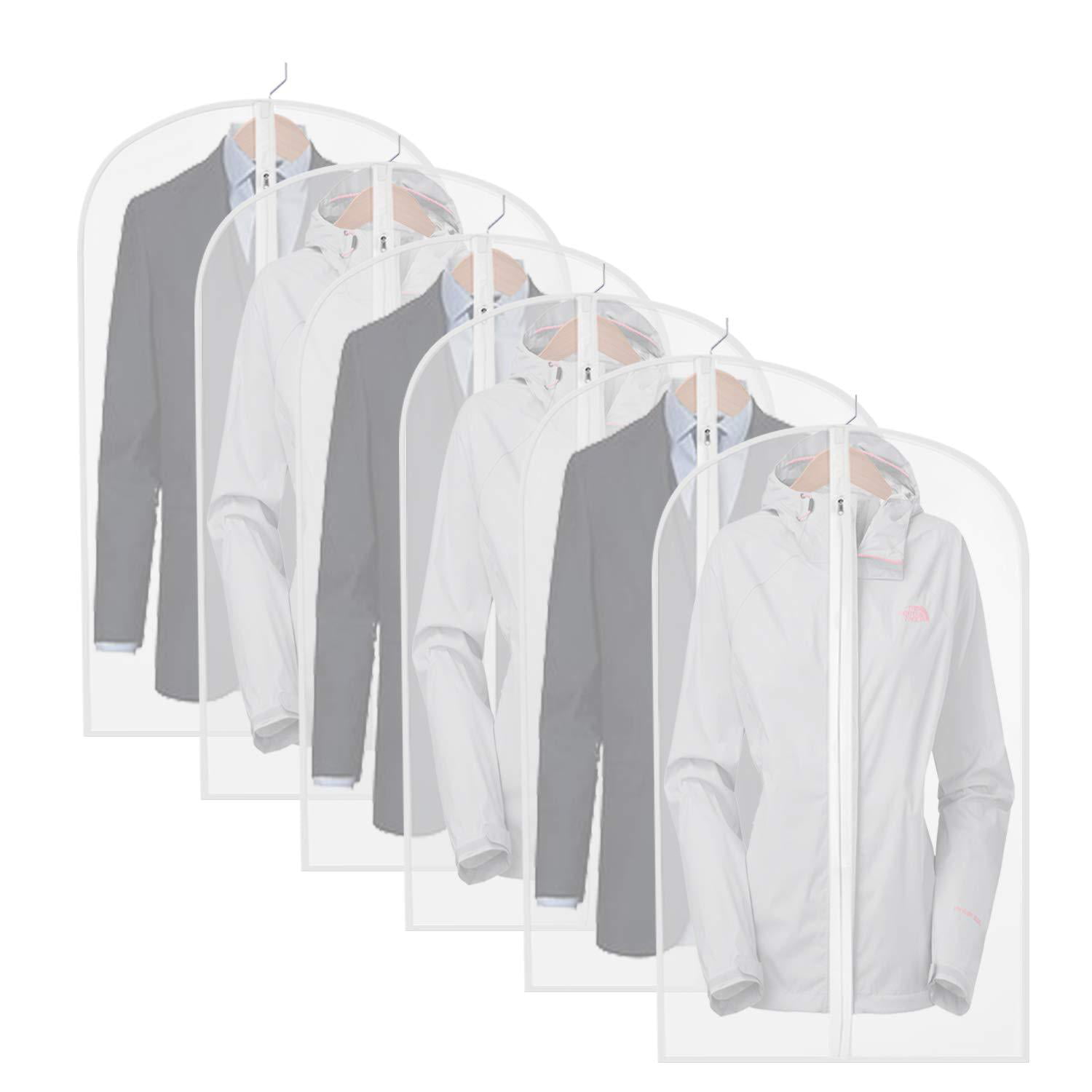 homeminda Garment Bags Clear,40in Moth Proof Garment Bag, White Hanging Lightweight Breathable ...