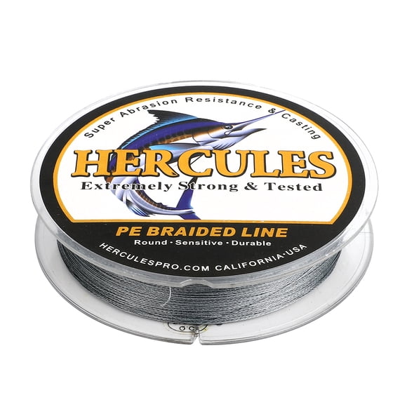 HERCULES Ligne de Pêche Tressée 500m 547yds 6lbs-100lbs Pe Superline 4 Brins (Gris 15lb/6.8kg 0.16mm)