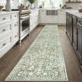 thumbnail image 2 of GLATTICE Runner Rug for Hallway 2x12 Non Slips Rug Runner Super Soft Kitchen Runner Rug Printed Faux Wool Floral Thin Rugs for Entryway Laundry Room Bedroom, Sage Green with Ivory Hues, 2 of 7
