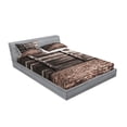 thumbnail image 2 of Ambesonne Rustic Fitted Sheet & Pillow Sham Set, Brick Floor Wooden Wall, Queen, Brown, 2 of 2