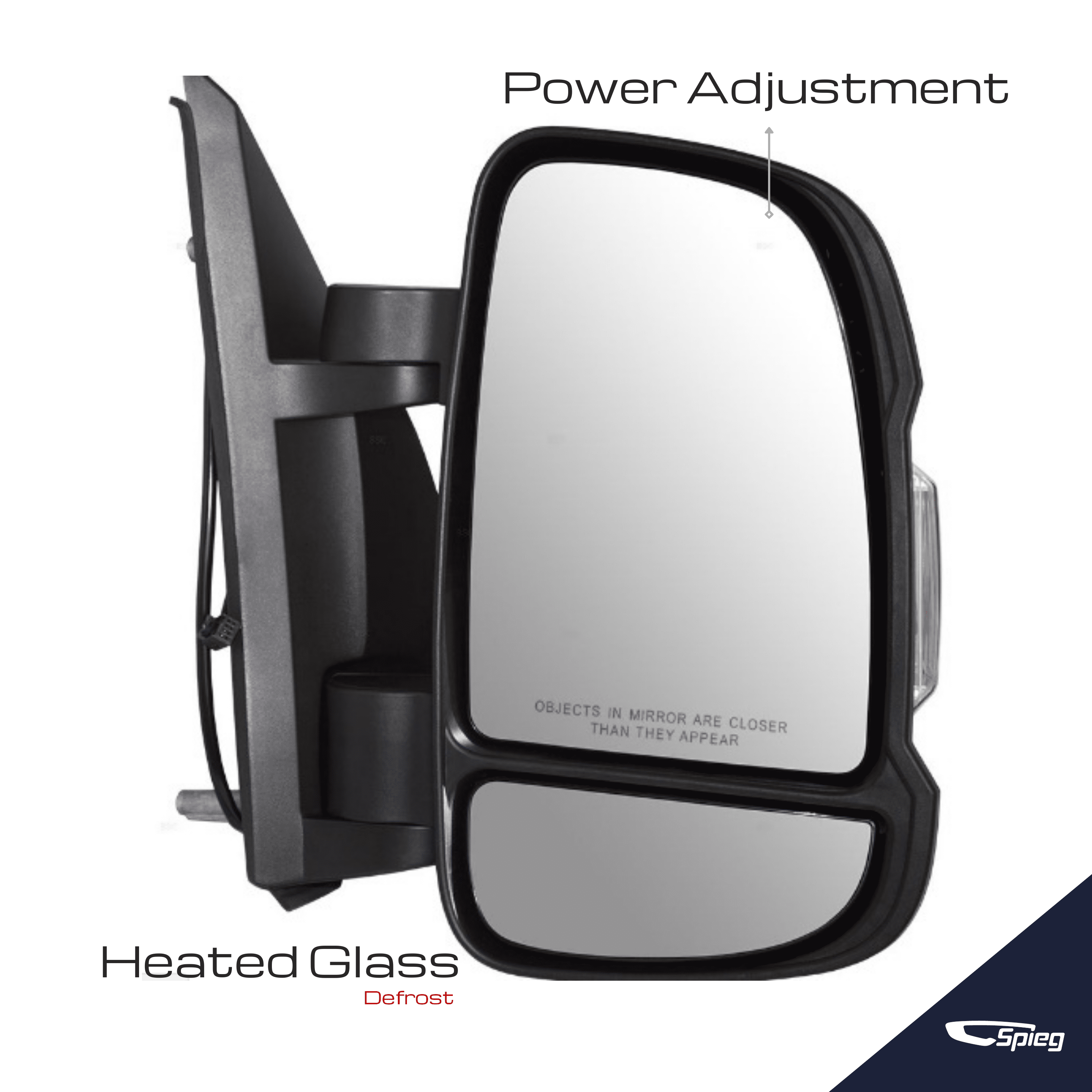 Spieg 2014-2022 Ram Promaster 1500 2500 3500 Passenger Side Mirror Replacement Power Adj Heated Glass Turn Signal CH1321376 (Right)
