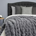 thumbnail image 2 of Ashford Home Cascade Ultra Fine Faux Fur Throw Blanket, Charcoal, 50 x 60 inches, 2 of 5