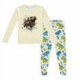 thumbnail image 1 of LUOGENLI Ensemble de Pyjama à Manches Longues et Col Rond Imprimé Dinosaure pour Enfants (2-9 Ans) Tenues Maxi pour Garçons Été Lin Beige 6T, 1 of 1