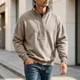 thumbnail image 4 of Gytharion Men's Mock Neck Sweatshirts Snap Button Ribbed Hem Solid Color Classic Pullovers Fall Warm Cozy Pullover Tops, 4 of 8