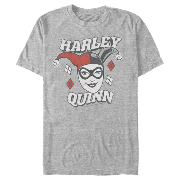 Men's Batman Harley Quinn Smile Face  Graphic Tee Athletic Heather Small