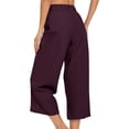 thumbnail image 6 of Enjoytime Womens Capri Pants High Waist Pleated Wide Leg Capris Summer Casual Loose Plus Size Pants with Pockets, 6 of 7