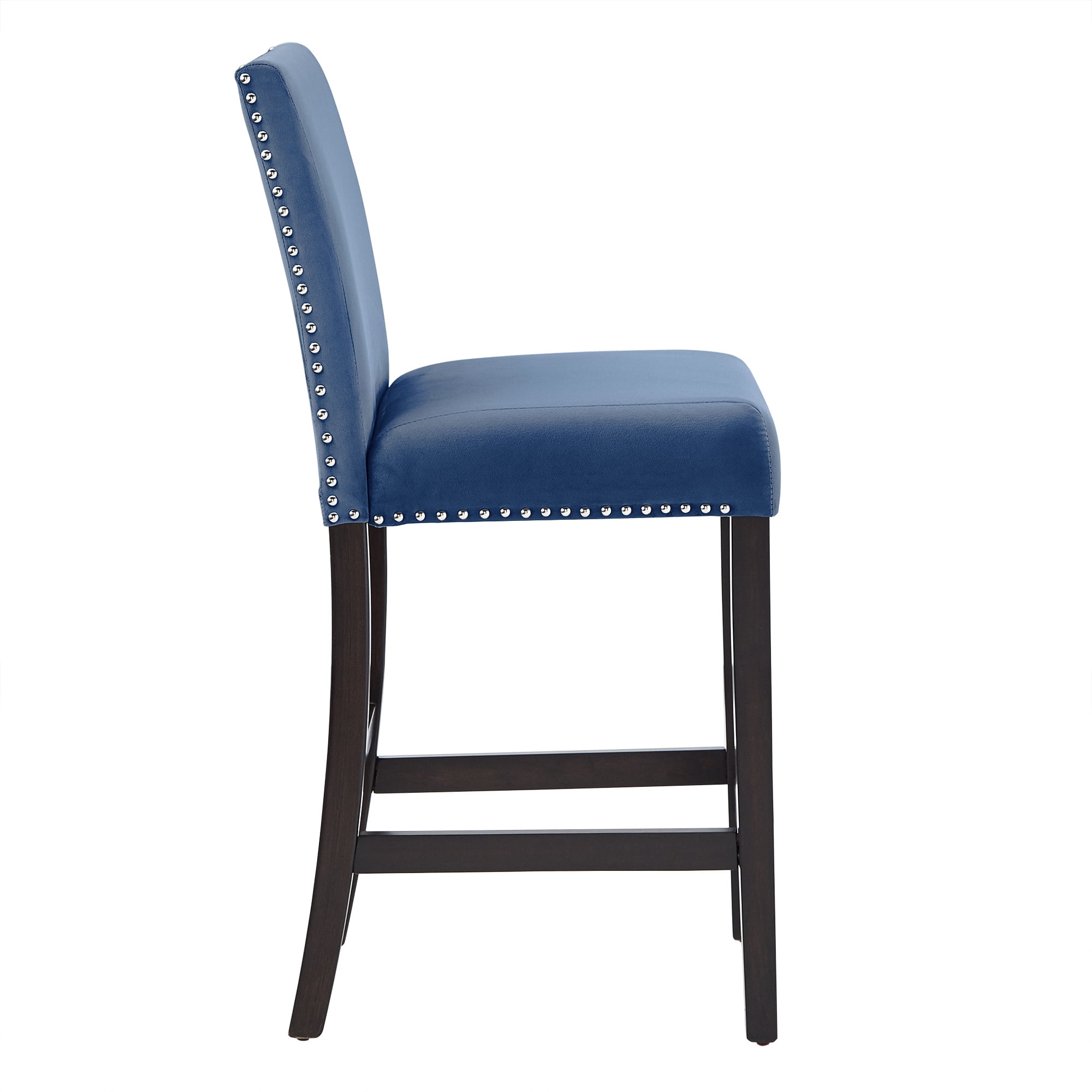 Weston Home Banford Nailhead Velvet Upholstered 26" Counter Height Chairs, Set of 2, Blue