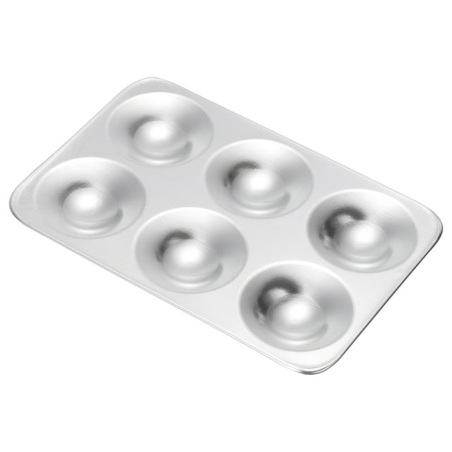 Uxcell 6 Well Paint Tray Palette Lavable Paleta de Pintura Bandeja de Pintura Rectangular de Aluminio para Acuarela, Plateada