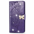 thumbnail image 3 of Wallet Case for iPhone 11Pro 5.8', PU Leather Flip Protective Phone Case Wrist Strap Card Slots Holder Pocket Emboss Butterfly Flower Stand Case for iPhone Dark Purple, 3 of 9