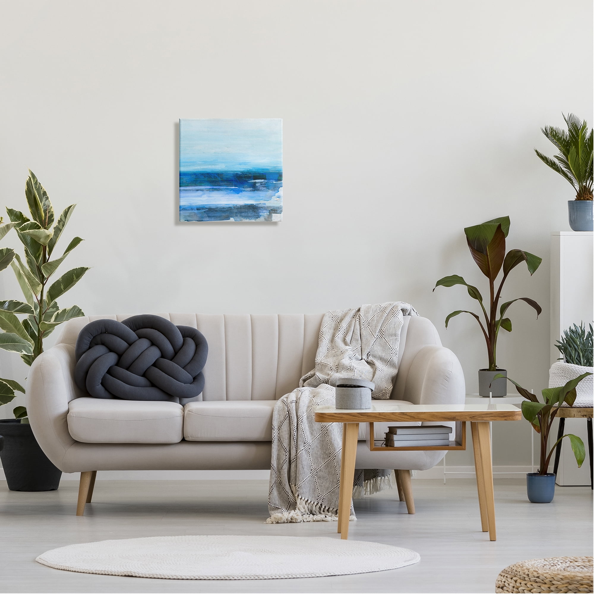 Stupell Industries Modern Ocean Beach Scene Abstract Painting Gallery Wrapped Canvas Art Print Wall Art, 17 x 17