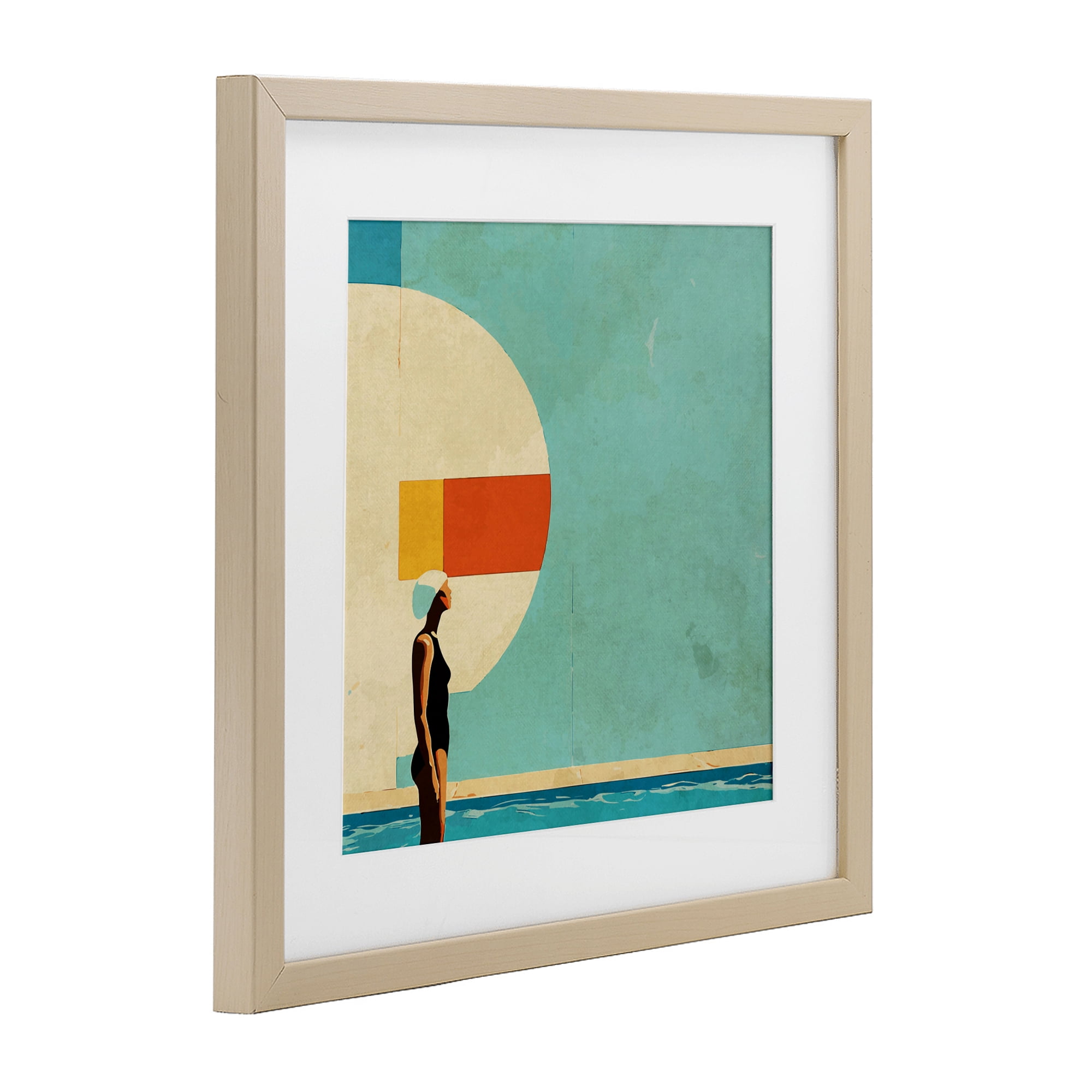 Stupell Industries Midcentury Pool Geometric Birch Framed Print Under Glass, design by Layla Oz