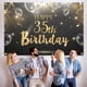 thumbnail image 5 of Hamigar 6X4Ft Happy 35Th Birthday Giltter Shinning Banner Telón De Fondo - 35 Años De Edad Decoraciones De Cumpleaños Suministros Para Fiestas Para Mujeres Hombres - Oro Negro, 5 of 5