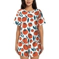thumbnail image 1 of Balery Hand Drawn Tomatoes Conjunto de Pijama para Mujer con Estampado, Dos Piezas de Manga Corta y Shorts, Ropa de Dormir Suave con Cuello Redondo y Bolsillos-Small, 1 of 6