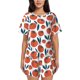 thumbnail image 1 of Balery Hand Drawn Tomatoes Conjunto de Pijama para Mujer con Estampado, Dos Piezas de Manga Corta y Shorts, Ropa de Dormir Suave con Cuello Redondo y Bolsillos-Medium, 1 of 6
