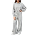 thumbnail image 2 of Stamzod Girls Fashion 2 Piece Sweatsuit Set Casual Long Sleeve Cropped Hoodie and Pants Fall Winter Clothes for Kids Size 5-15 Gray W 14-15Years, 2 of 7