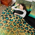 thumbnail image 4 of Homewish Gold Green Cheetah Print Bedding Comforter Set 7pcs, Bling Fashion Abstract King Bedding Sets, Teens Kids Adult Reversible Bed Sheets, Luxury Bedroom Decor, 4 of 7