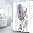 thumbnail image 6 of Abstract Boho Lavender Shower Curtain, Purple Lavender Floral Shower Curtain Set, Plant Leaves Flower Shower Curtains for Bathroom, Waterproof Fabric with 12 Hooks, 72 x 72 Inches, 6 of 6