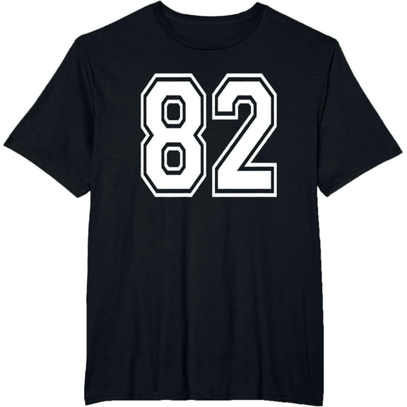 t-shirt Number 82 82nd Birthday Gift Player Team Numbered Jersey T-Shirt mens，black，women，funny，men，journey，Crew Neck, Short Sleeve,printing