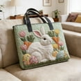 thumbnail image 5 of 2Pcs Rabbit Canvas Handbag Cute Animal Handbag Rabbit Pattern Shoulder Handheld Shopping Easter Bunny Egg Sunflower Pattern 11.8", 5 of 6