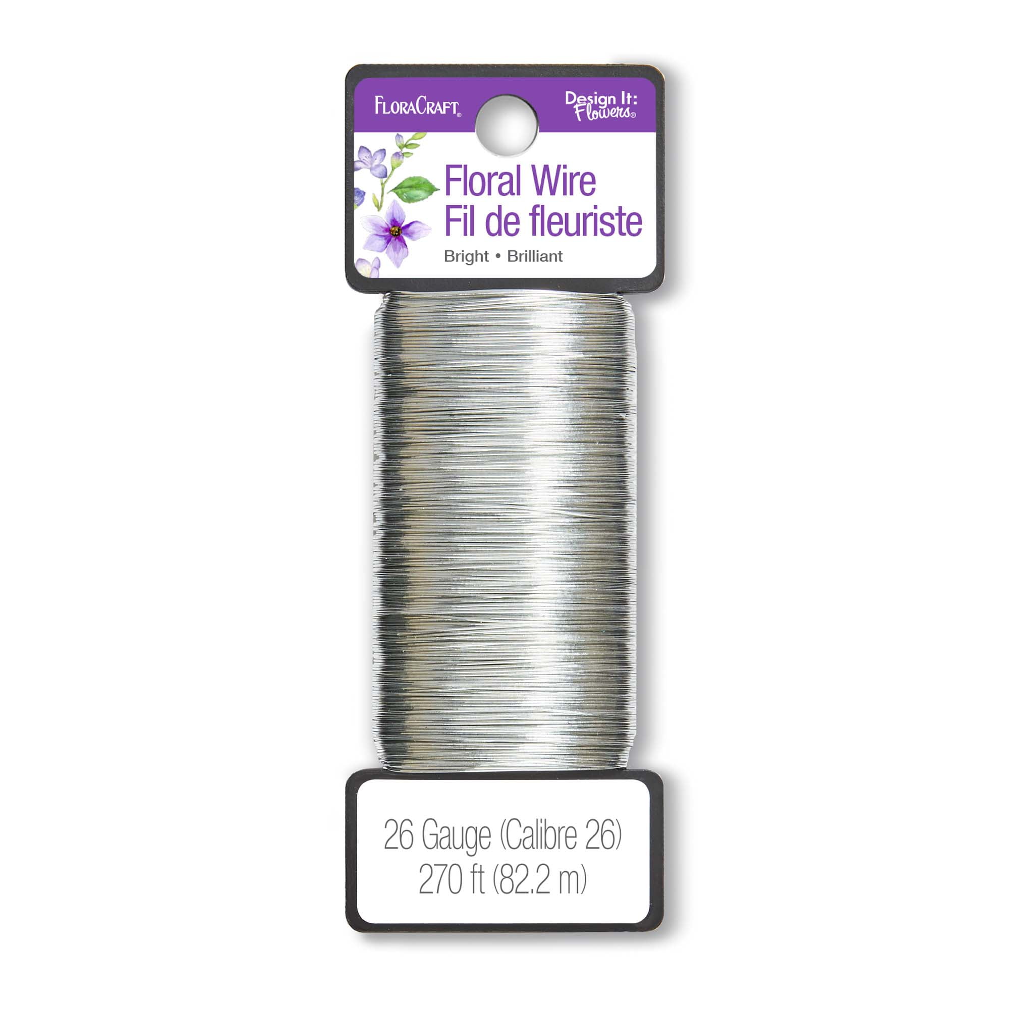 FloraCraft, Floral Wire, 26 Gauge, Bright Silver, 270 feet