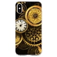 thumbnail image 1 of DistinctInk Clear Shockproof Hybrid Case for iPhone XR (6.1" Screen) - TPU Bumper, Acrylic Back, Tempered Glass Screen Protector - Clocks Clockwork Gold, 1 of 5