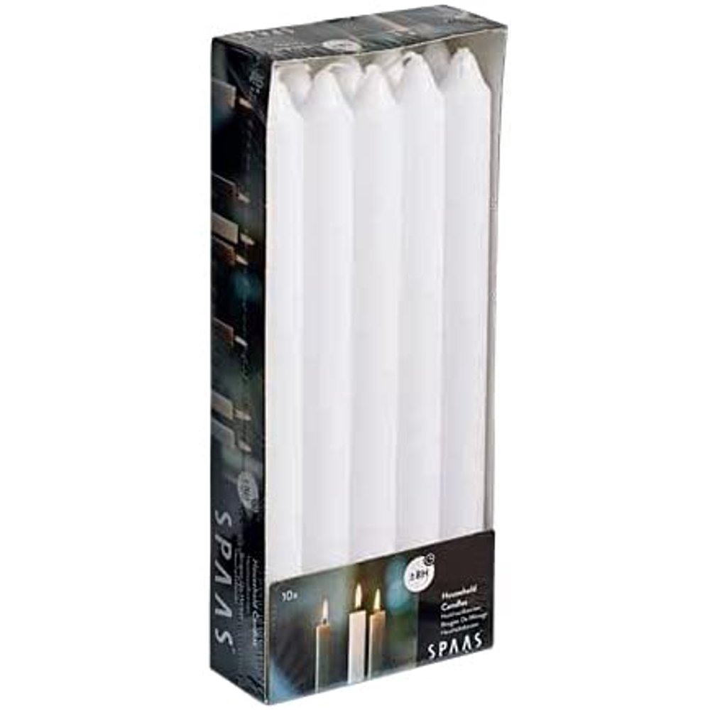 10 Pack Straight Unscented White Candles 9.5 Inch Tall White