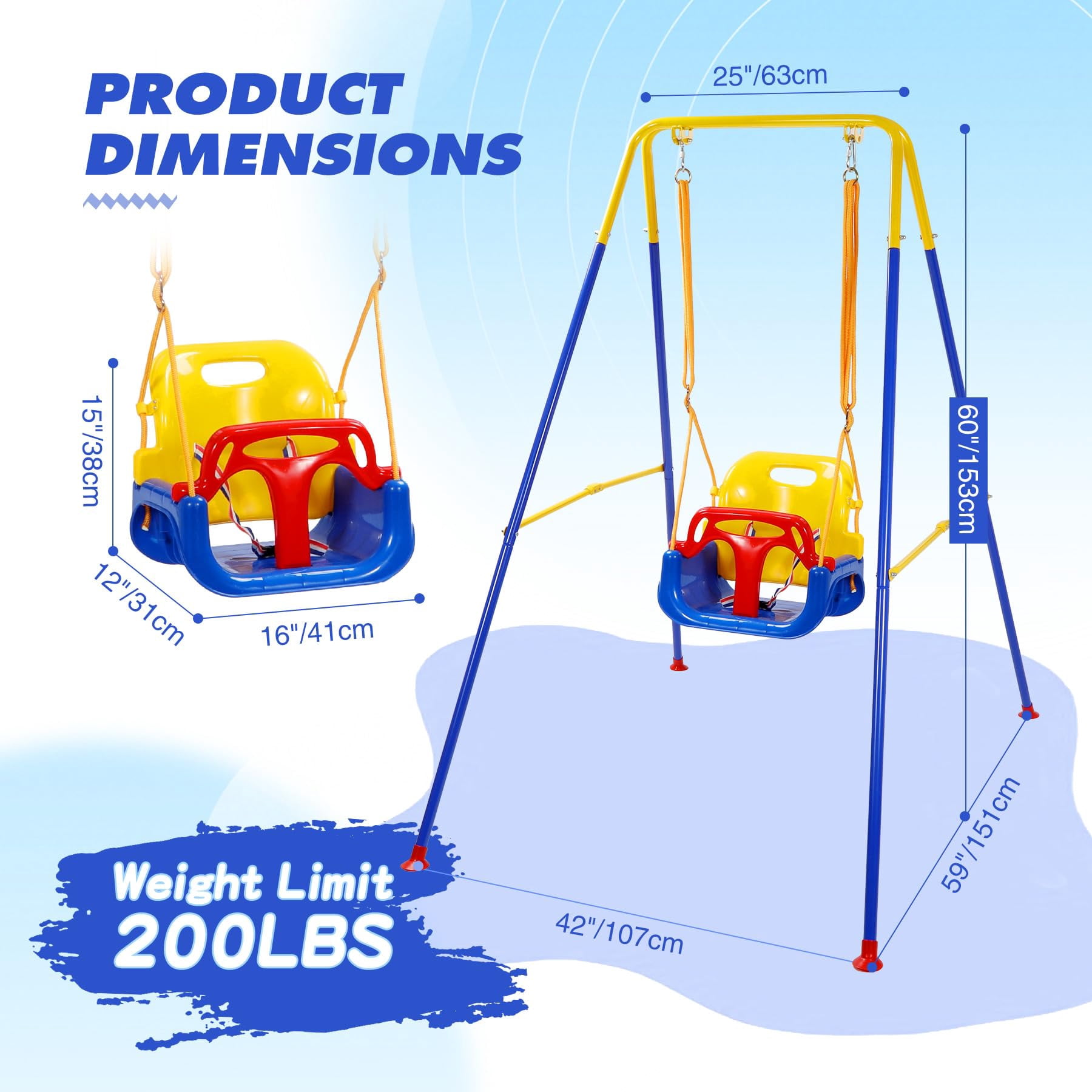 RedSwing Toddler Single Swing – Portable Indoor & Outdoor Baby Swing Stand with Comfort Seat for Ages 6 Months to 10 Years