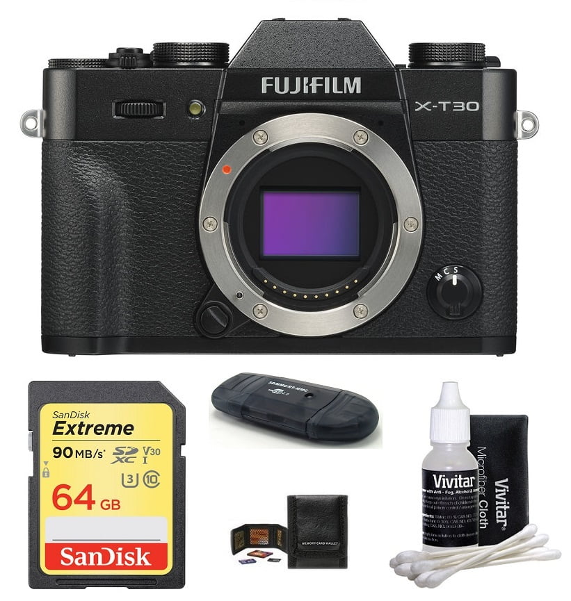 FUJIFILM XT30 Mirrorless Digital Camera Body (Black) Bundle, Includes