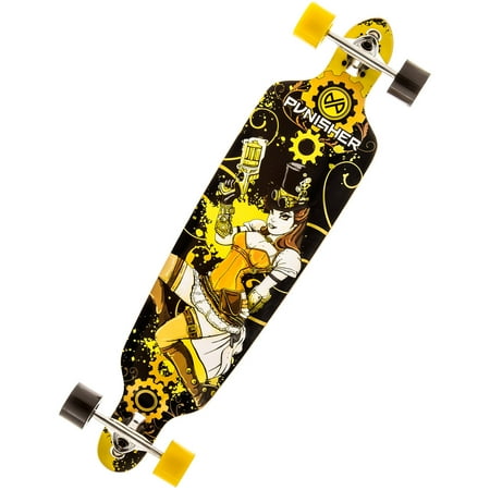 Punisher Skateboards Steampunk 40" Longboard, Double Kick with Drop Down Deck