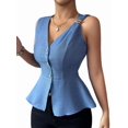 thumbnail image 2 of Womens Summer Vest Tops Dressy Business Casual V-Neck Sleeveless Button Down Trendy Outfits Blue L, 2 of 8