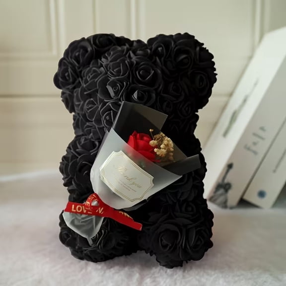 Cute Artificial Rose Flower Teddy Bear Thumb Hug - Romantic I Love You Decoration for Valentine's Day, Perfect Gift for Mom, Grandma, Wife, and Sister