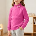thumbnail image 2 of Besolor Kids Toddler Girls Clothes Sweaters Fall Casual Warm Ruffled Turtleneck Long Sleeve Knitted Pullover Tops(4-5 Years,Hot Pink), 2 of 7