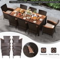 thumbnail image 2 of 9PCS Patio Wicker Dining Set Wood Table Umbrella Hole Brown, 2 of 8