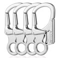 thumbnail image 1 of Clip de mosquetón con diseño de bloqueo doble antiapertura de 2,95 pulgadas en llavero de mosquetón de aleación para llavero de camping al aire libre (Plata-4PCS), 1 of 5