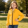 thumbnail image 3 of FRSASU Girl's Waterproof Hooded Windbreaker Jacket Zip‑Up Long‑Sleeve Drawstring Hood & Elastic Cuffs Rain Coat for 5‑16 Years Yellow, 3 of 9