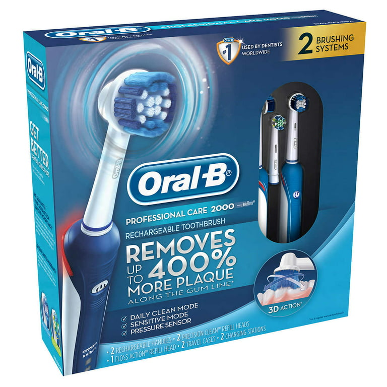 delicatesse kleding Controle Oral-B Pro Care 2000 Dual Handle Rechargeable Toothbrush - Walmart.com