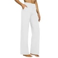 thumbnail image 2 of Wutalume Women's High Waist Straight Leg Yoga Pants, Casual Loose Fit Pants for Yoga, Pilates, Running, Lounge, Everyday,White 2XL, 2 of 5